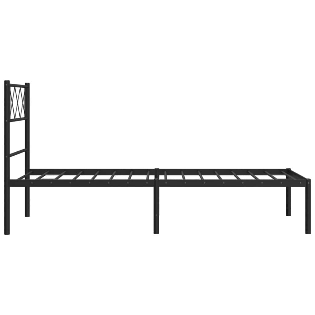 Black-Metal Bed Frame with Headboard and Footboard