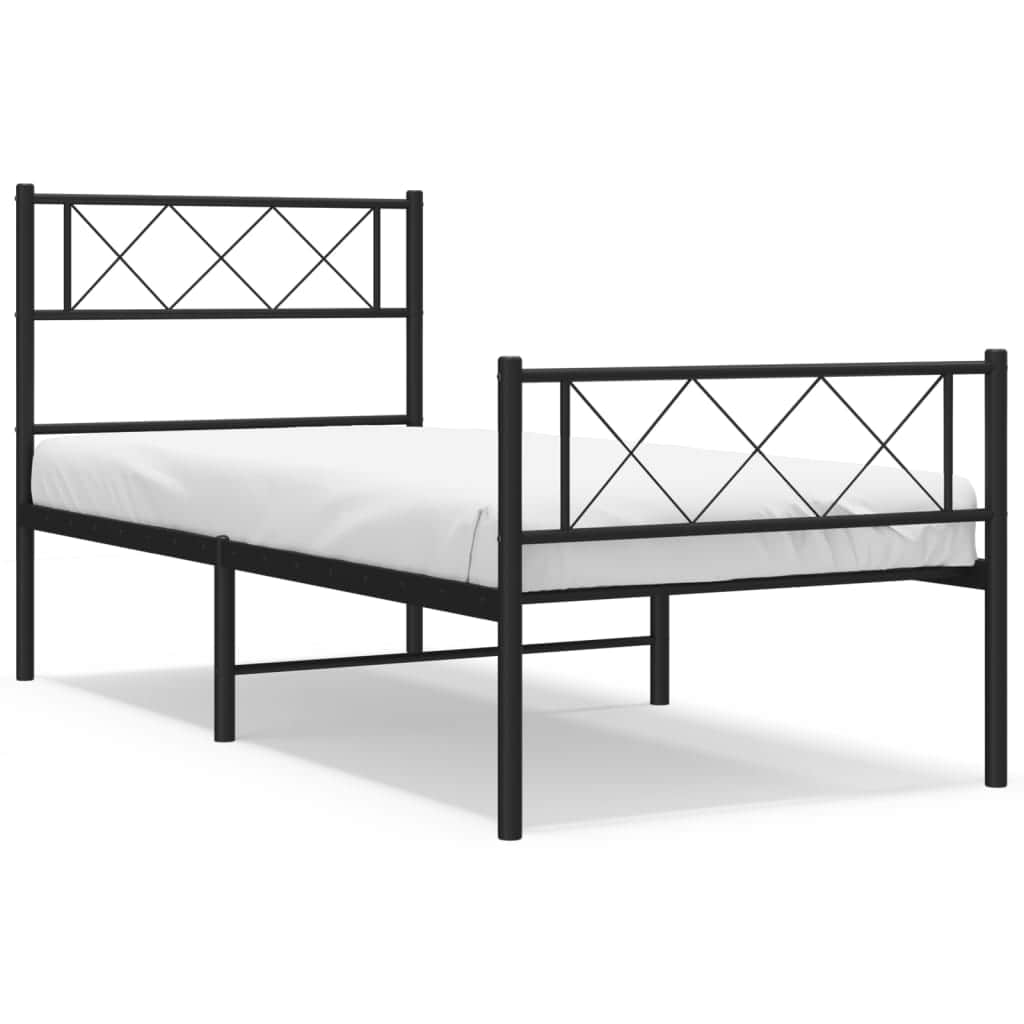 Black-Metal Bed Frame with Headboard and Footboard