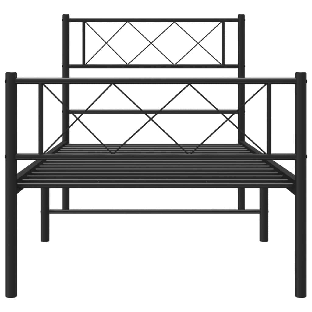 Black-Metal Bed Frame with Headboard and Footboard