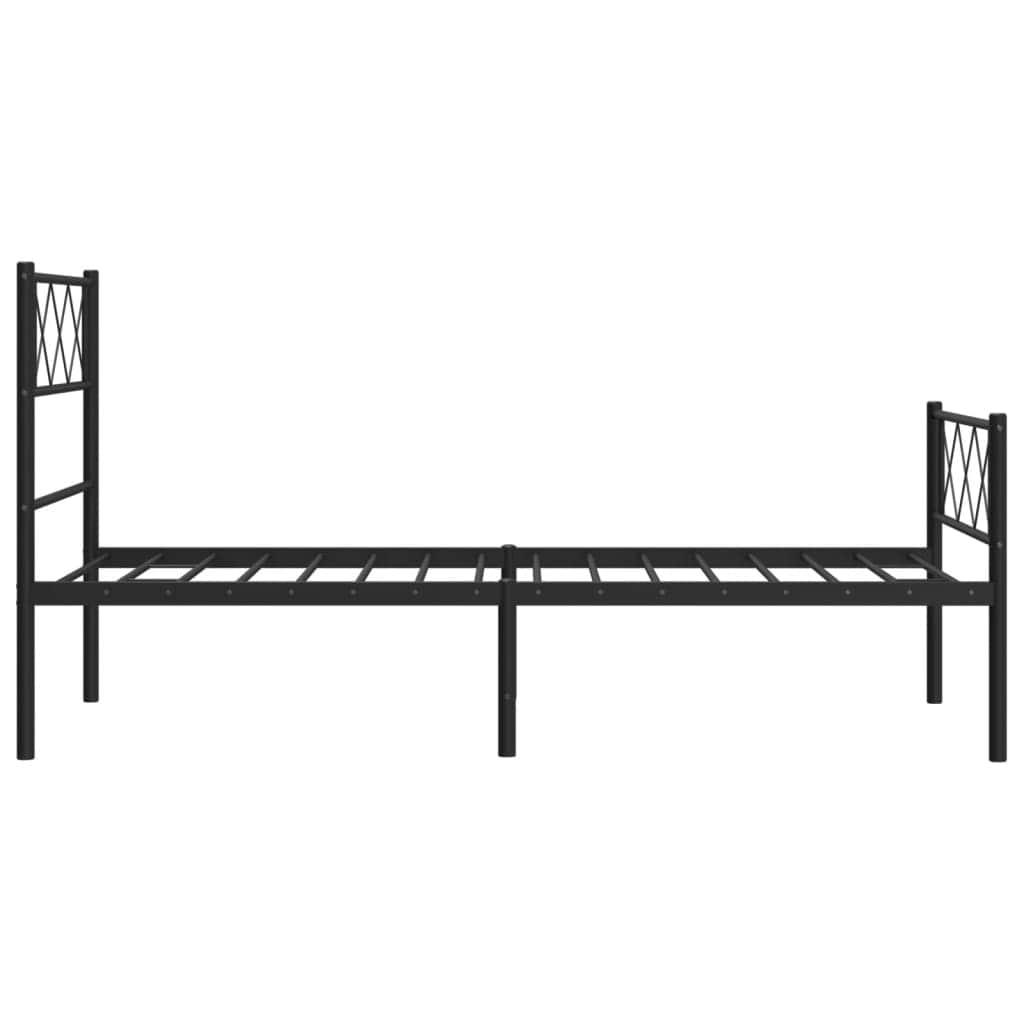 Black-Metal Bed Frame with Headboard and Footboard