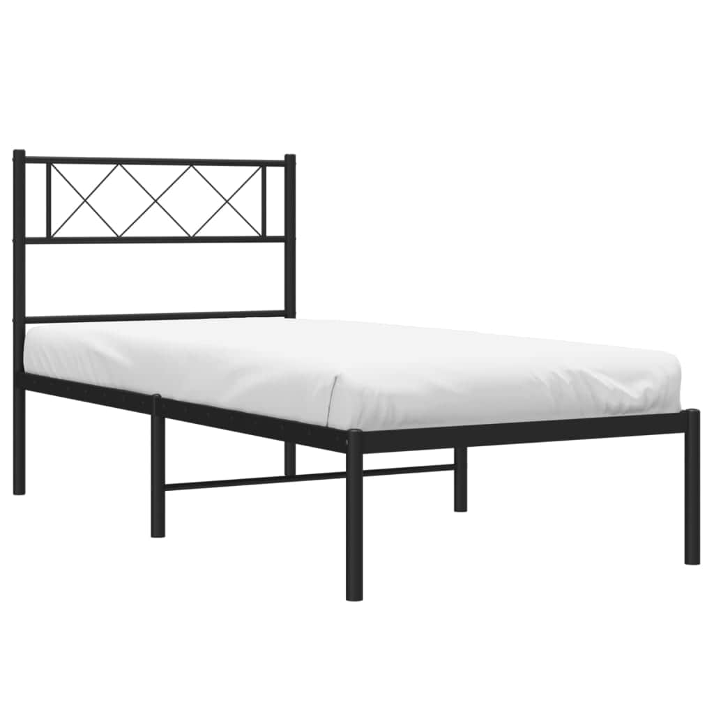 Black-Metal Bed Frame with Headboard and Footboard