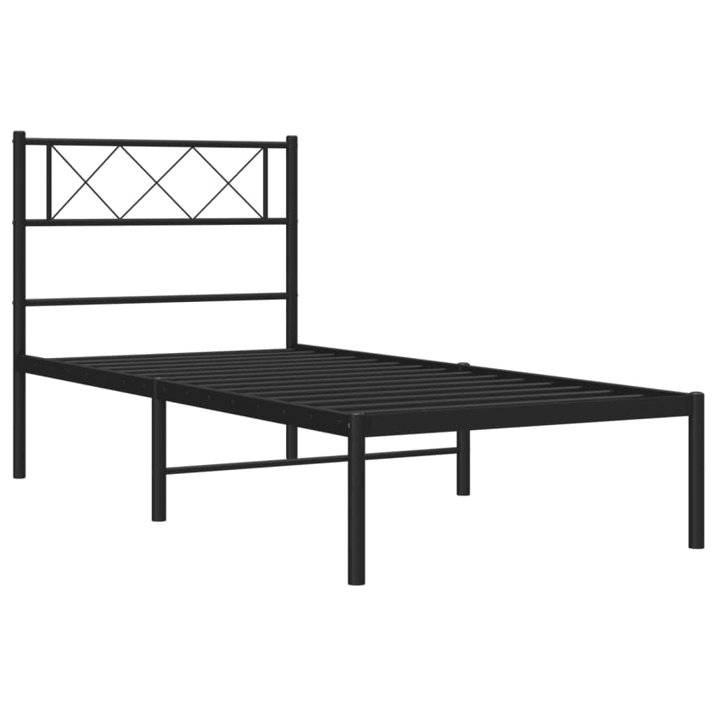 Black-Metal Bed Frame with Headboard and Footboard