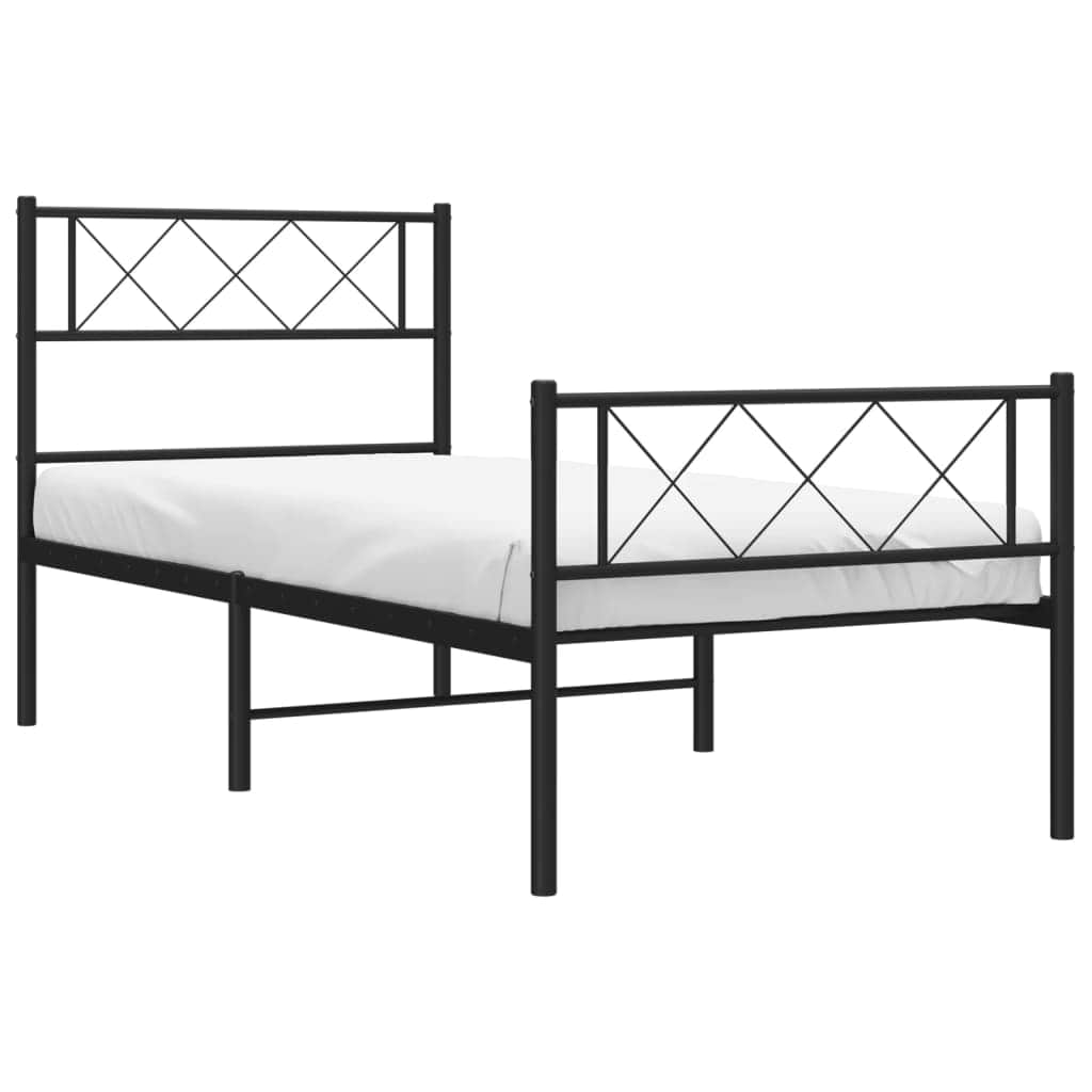 Black-Metal Bed Frame with Headboard and Footboard