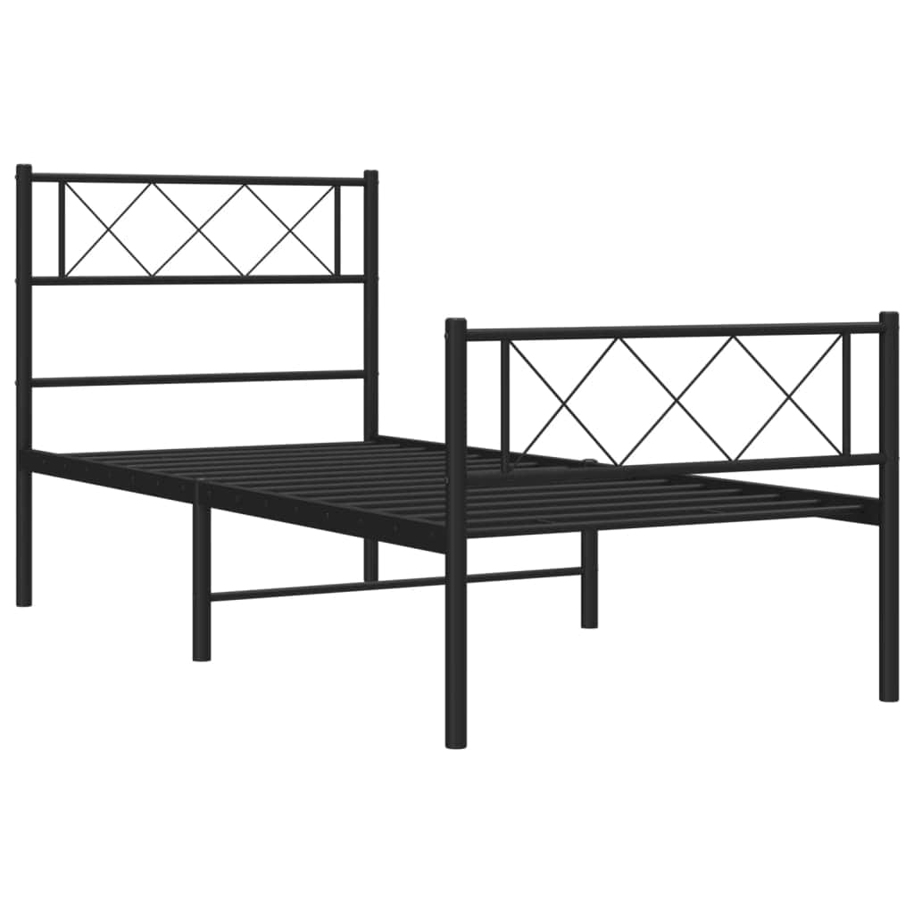 Black-Metal Bed Frame with Headboard and Footboard