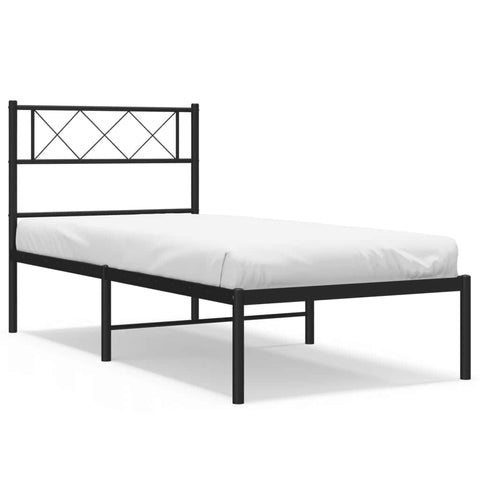 Black-Metal Bed Frame with Headboard and Footboard