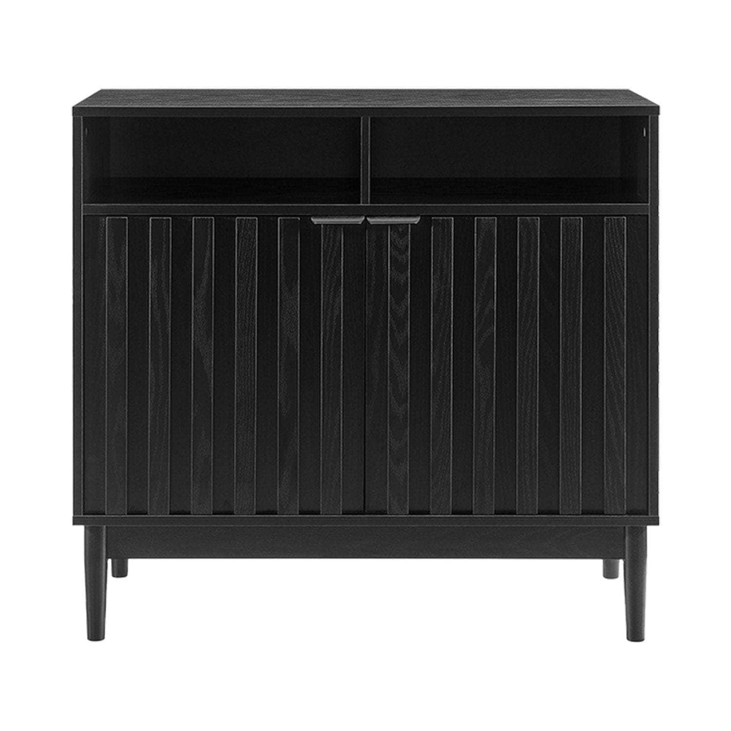 Black/Natural/White Two Door Sideboard with Sleek and Modern Storage Design