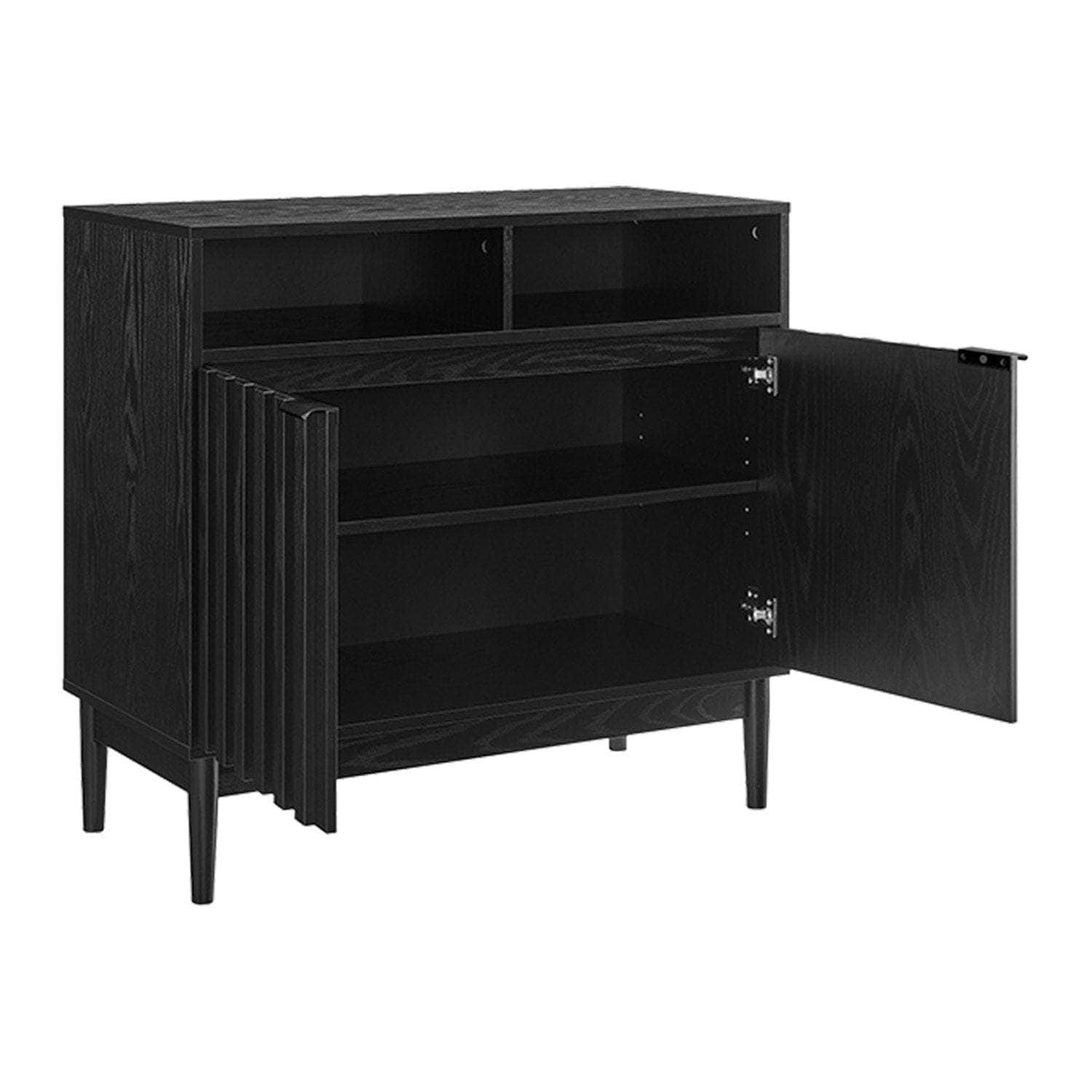 Black/Natural/White Two Door Sideboard with Sleek and Modern Storage Design