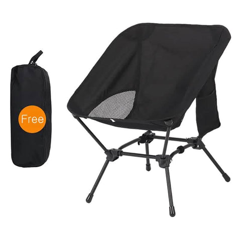 Black Portable Lightweight Folding Beach Chair - Compact Fishing