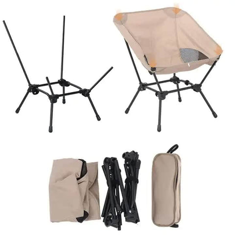 Black Portable Lightweight Folding Beach Chair - Compact Fishing