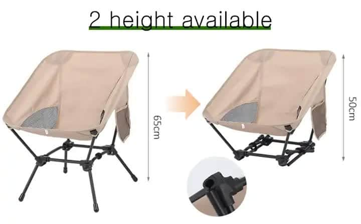 Black Portable Lightweight Folding Beach Chair - Compact Fishing