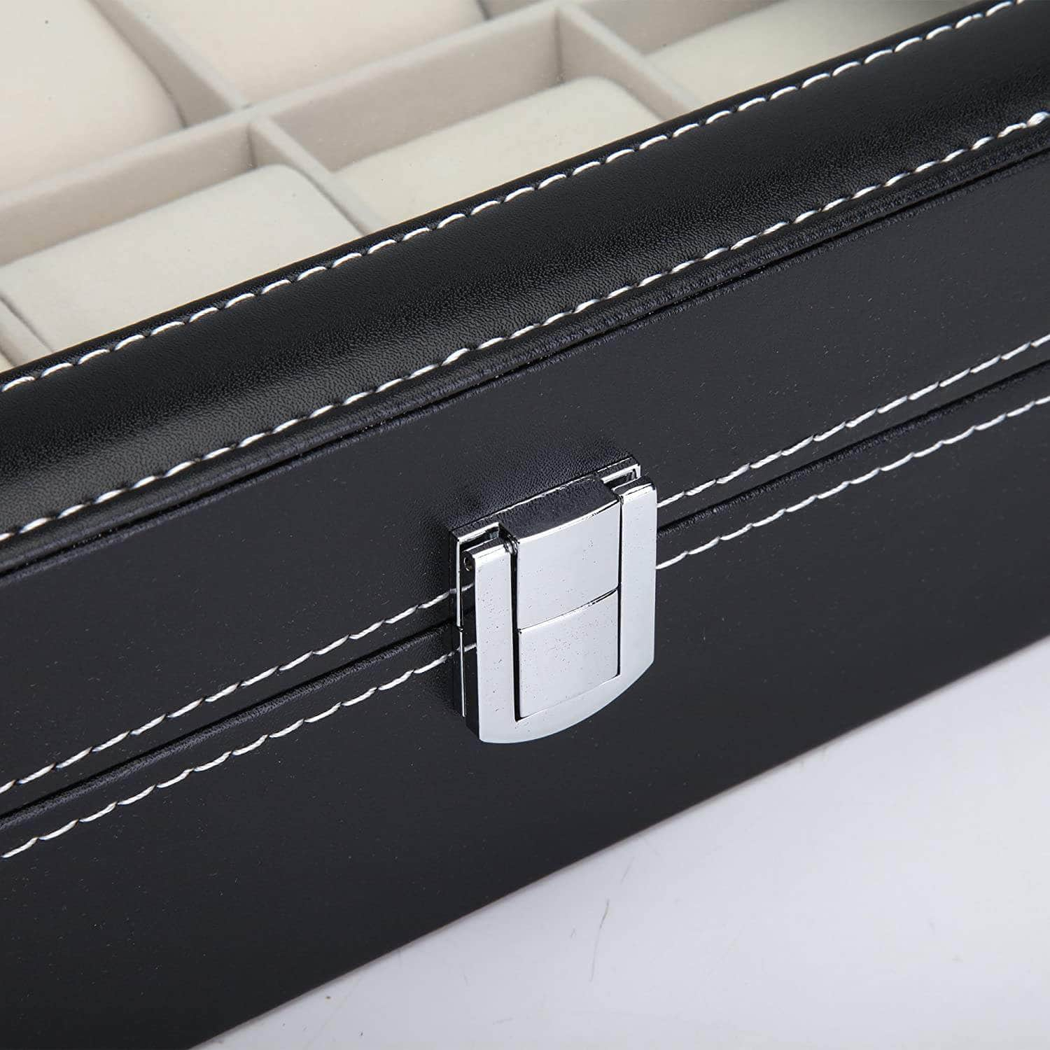 Black Pu Leather Watch Organizer Display Storage Box Cases (10 Slots)