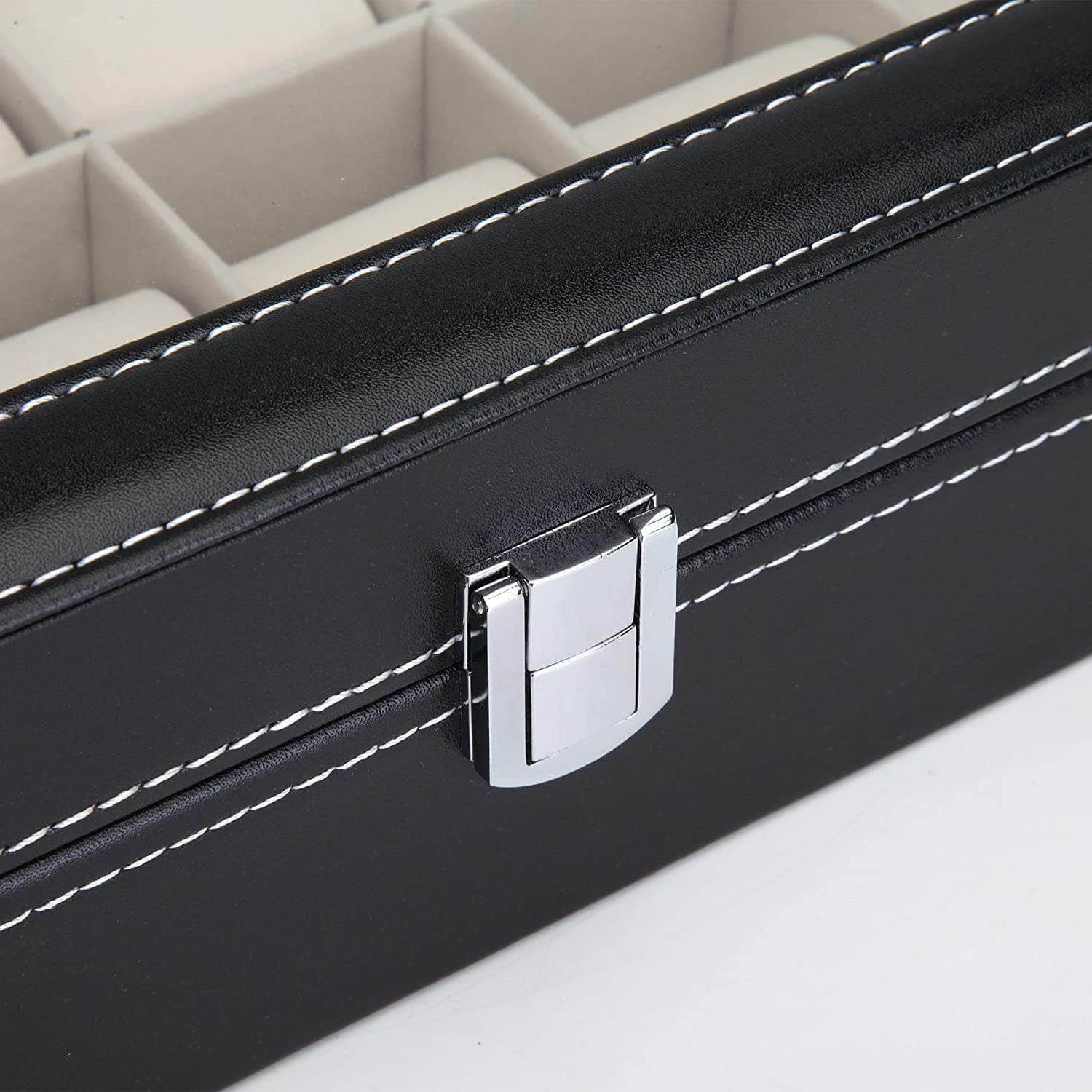 Black Pu Leather Watch Organizer Display Storage Box Cases (12 Slots)