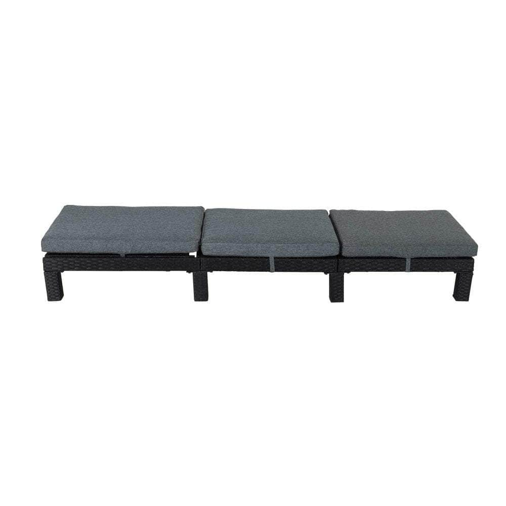 Black Rattan Sunlounge Set With Joining Coffee Table