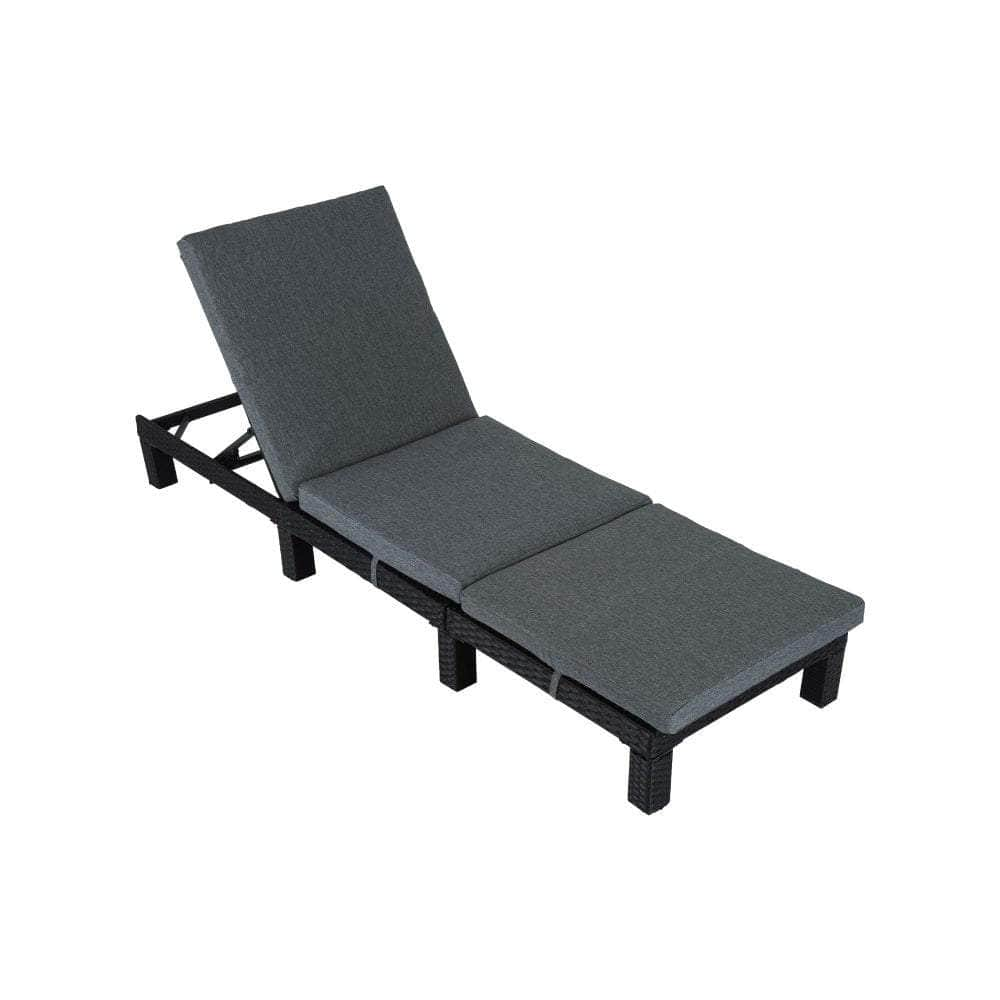 Black Rattan Sunlounge Set With Joining Coffee Table