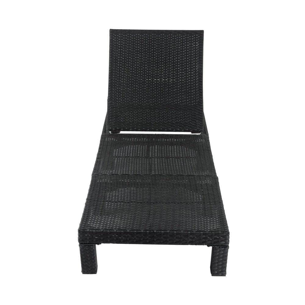 Black Rattan Sunlounge Set With Joining Coffee Table