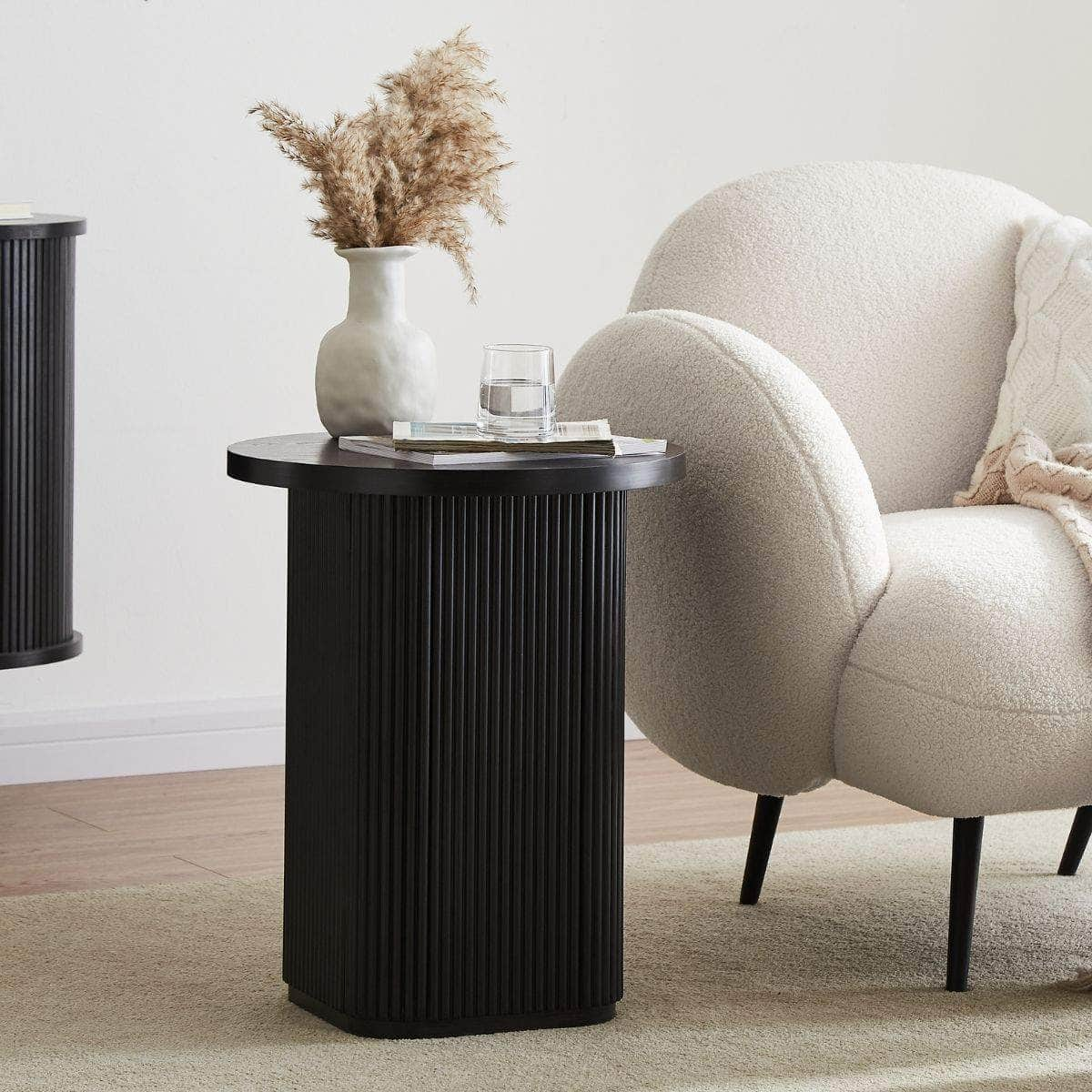 Black Round Column Side Table