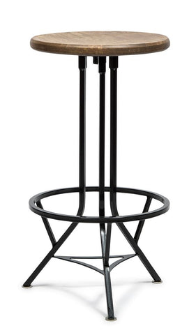 Black Rustic Industrial Wooden Iron Swivel Bar Stool