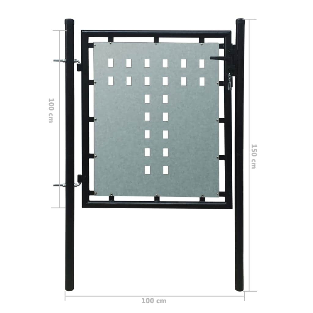 Black Single Door Fence Gate  M