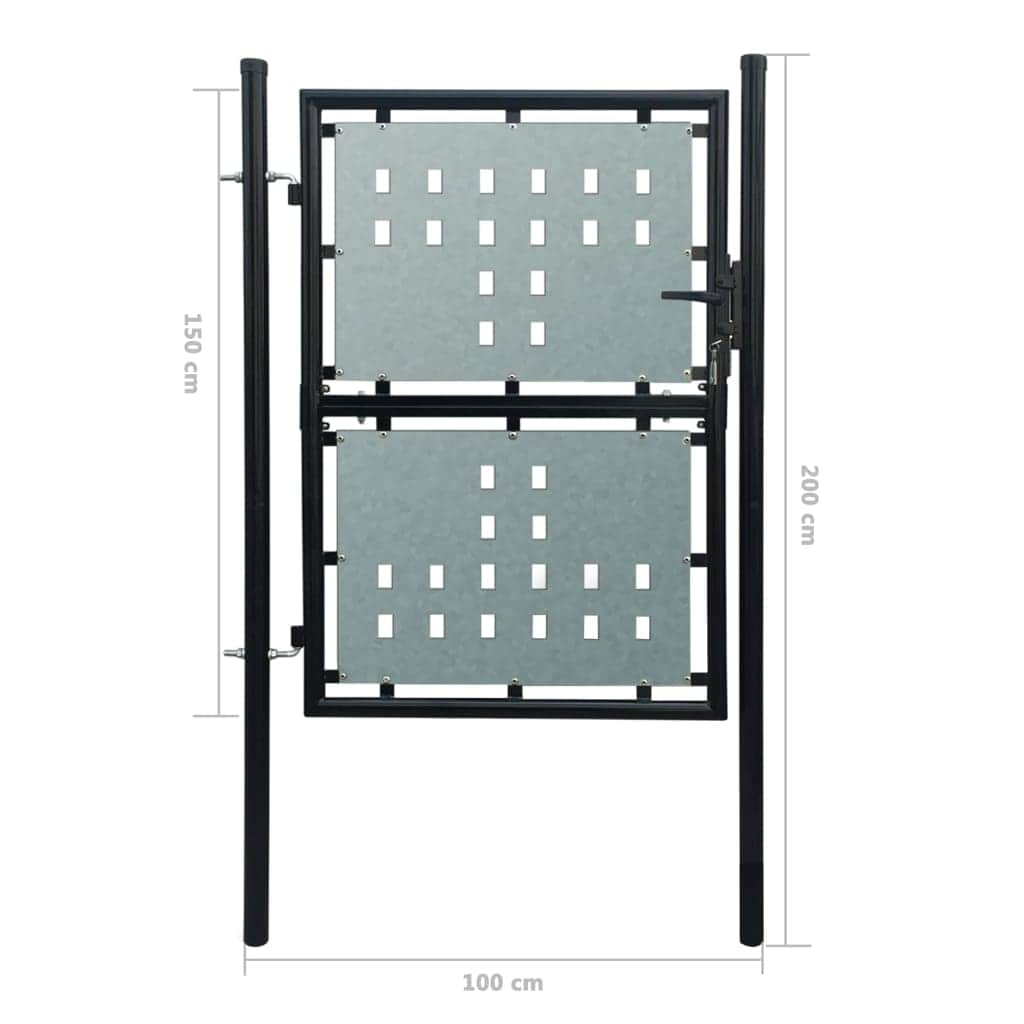 Black Single Door Fence Gate XL