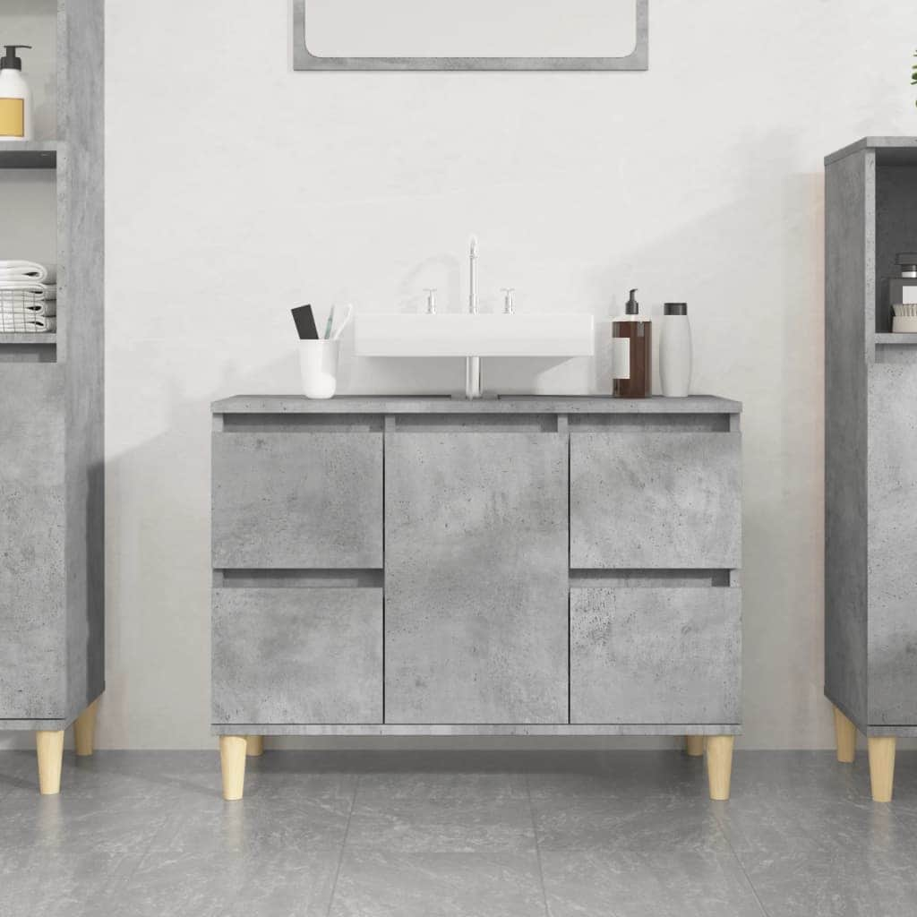 Black Sink Organizer: Engineered Timber Cupboard