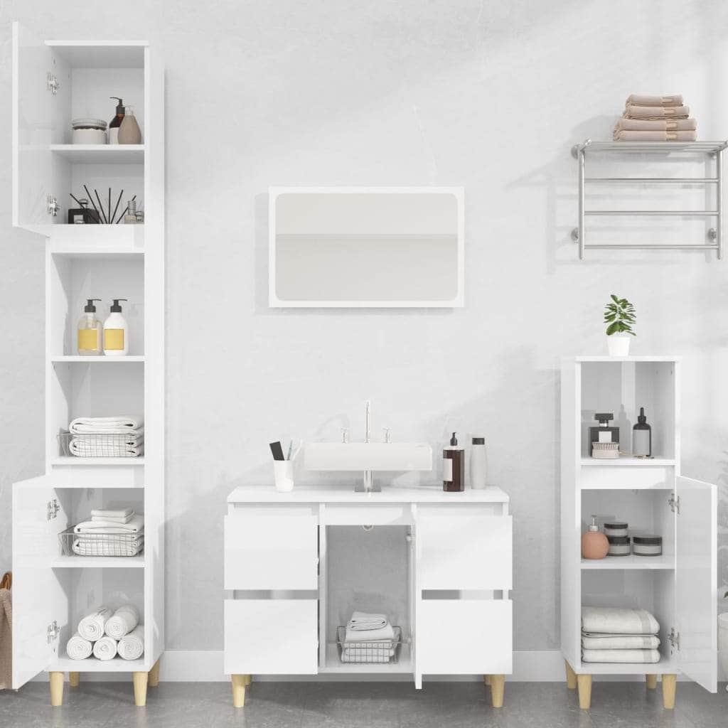 Black Sink Organizer: Engineered Timber Cupboard