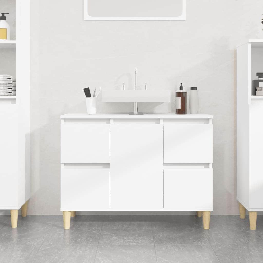 Black Sink Organizer: Engineered Timber Cupboard