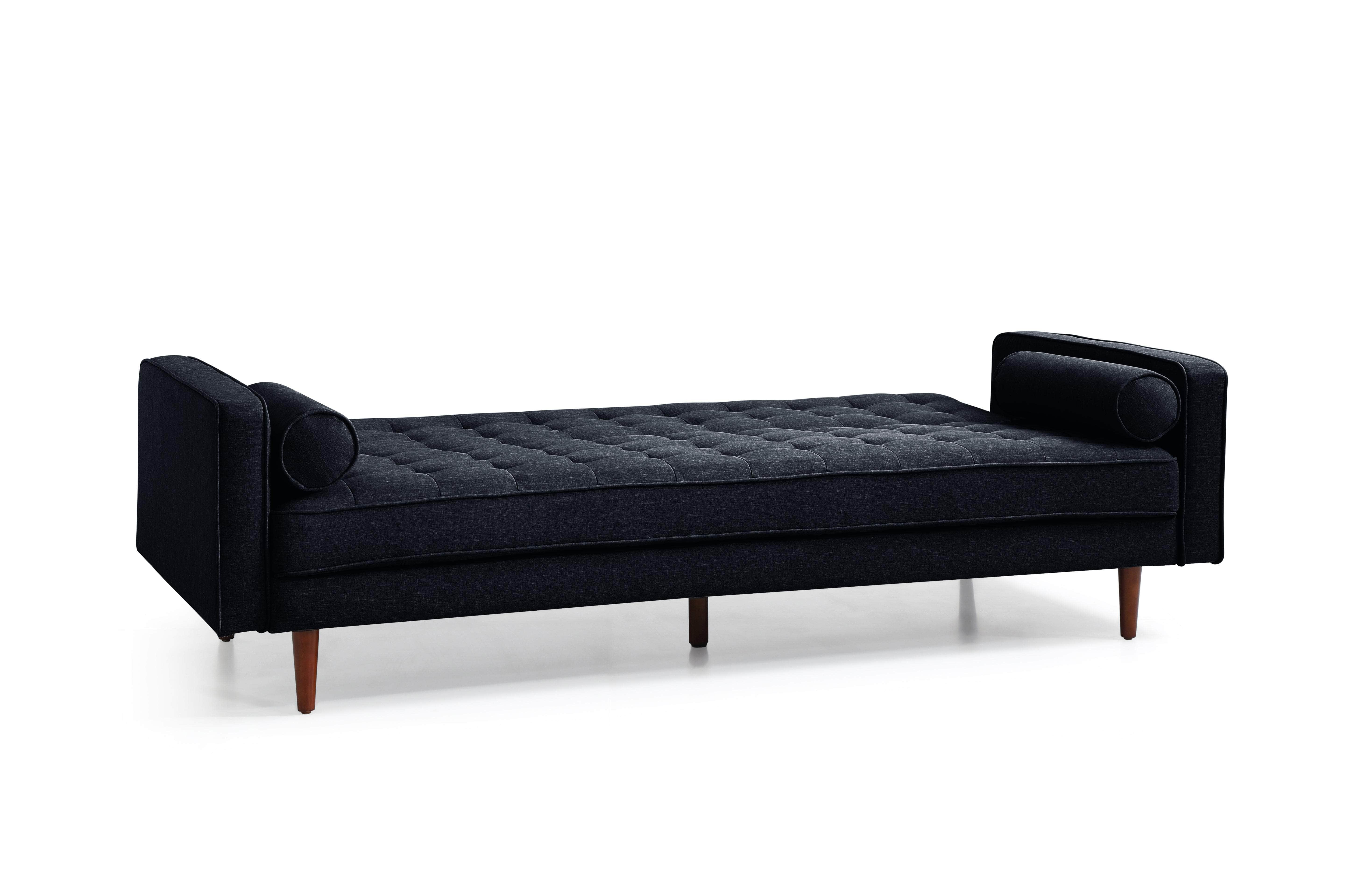 Black Velvet 3-Seater Button-Tufted Sofa Bed