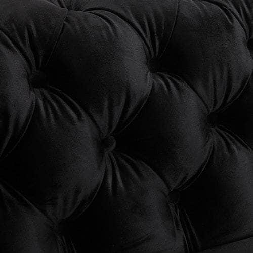 Black Velvet Button Tufted 3+2 Seater Sofa With Metal Legs