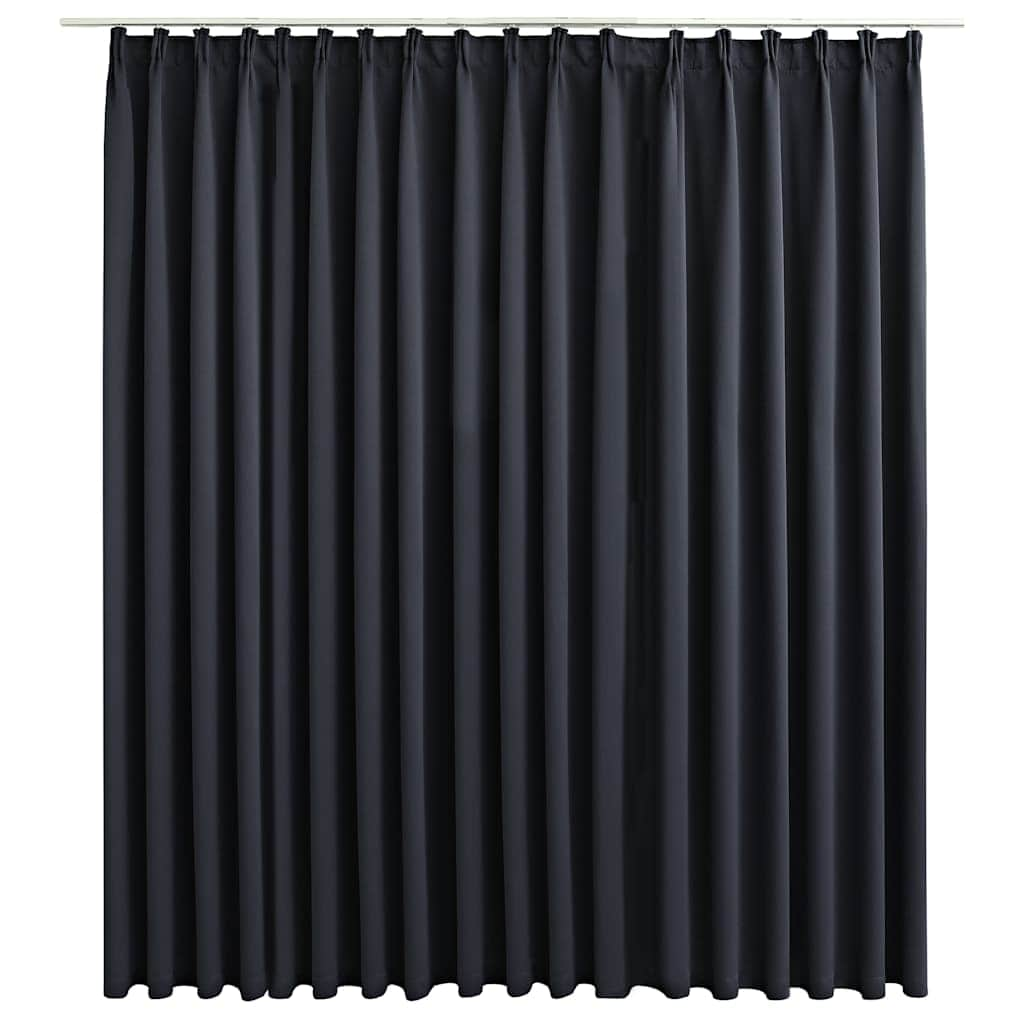 Blackout Curtain with Hooks Black