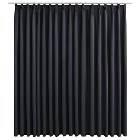 Blackout Curtain with Hooks Black