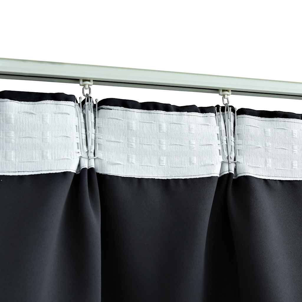 Blackout Curtain with Hooks Black