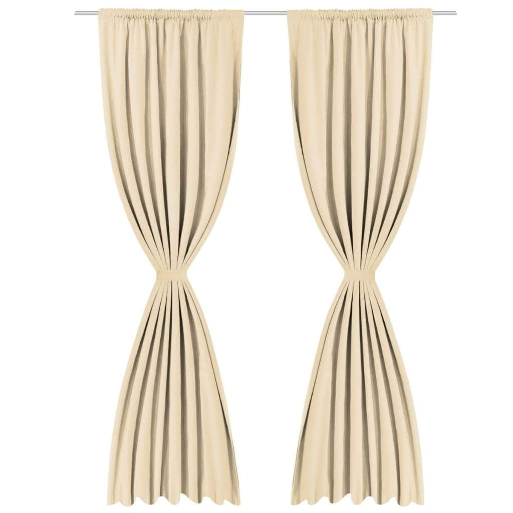 Blackout Curtains 2 pcs Double Layer  Beige