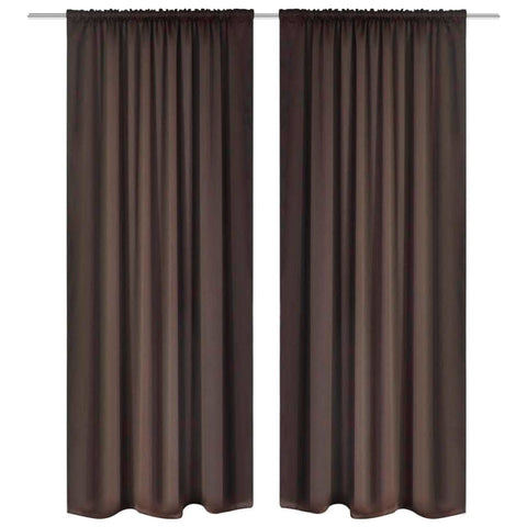 Blackout Curtains 2 pcs Slot-Headed Brown