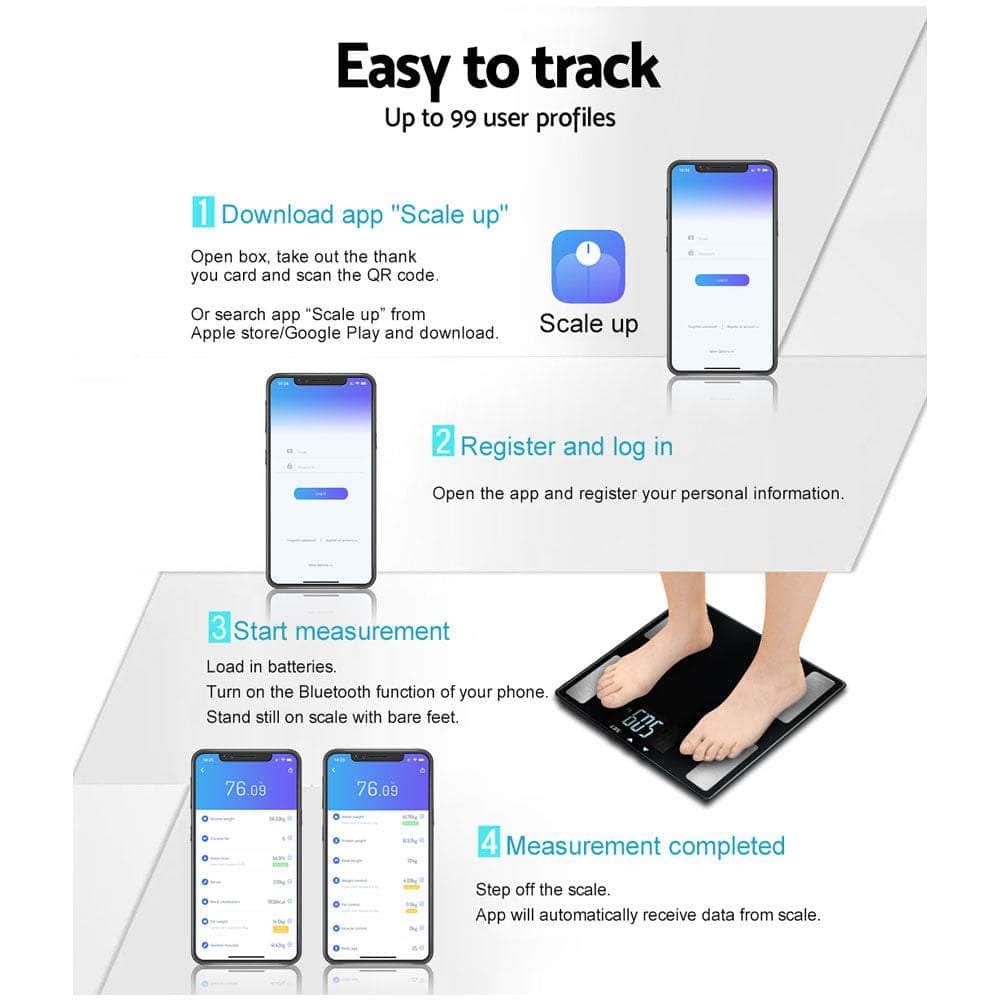 Bluetooth Body Fat Bathroom Scale, 180Kg