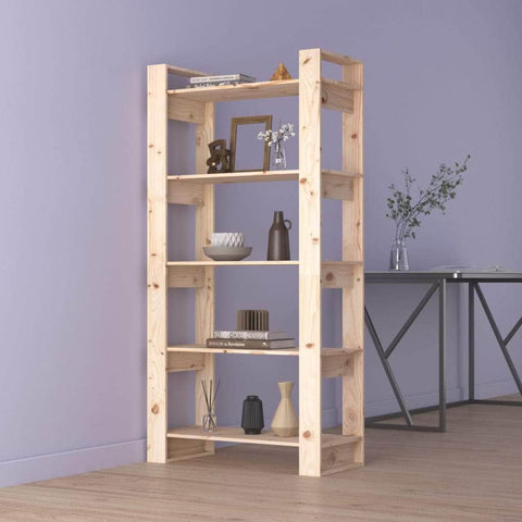 Book Cabinet/Room Divider Black/Natural Solid Wood