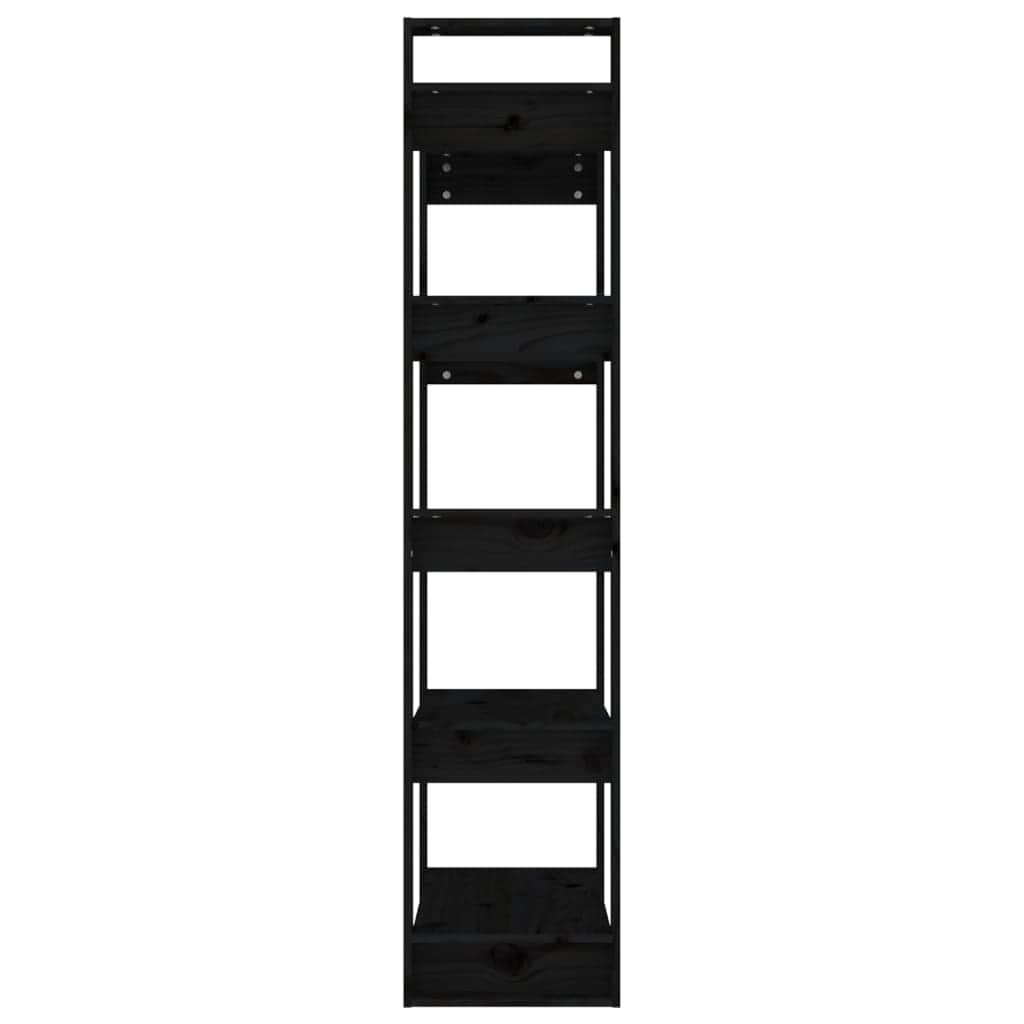 Book Cabinet/Room Divider Black/Natural Solid Wood