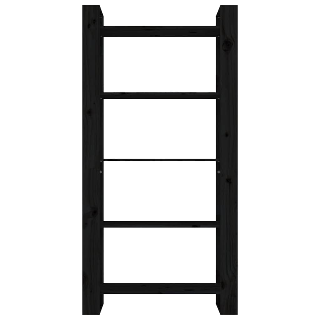 Book Cabinet/Room Divider Black/Natural Solid Wood