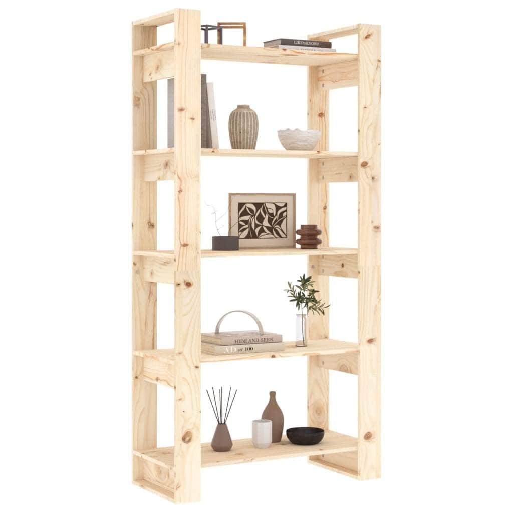 Book Cabinet/Room Divider Black/Natural Solid Wood