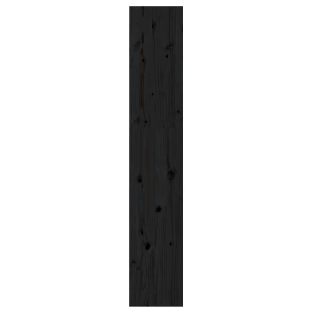 Book Cabinet/Room Divider Black Solid Wood Pine