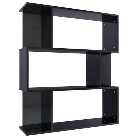 Book Cabinet/Room Divider High Gloss Black Chipboard