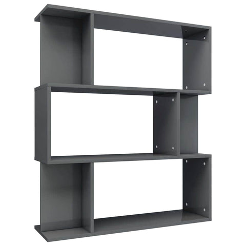 Book Cabinet/Room Divider High Gloss Grey Chipboard