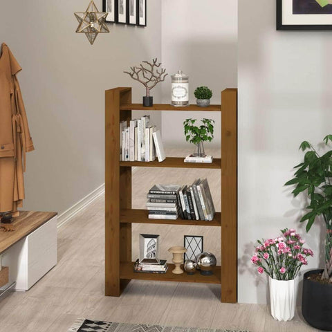 Book Cabinet, Room Divider Honey Brown Solid Wood