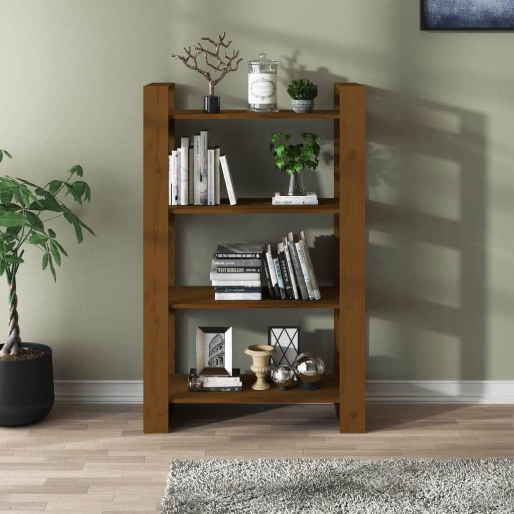 Book Cabinet, Room Divider Honey Brown Solid Wood