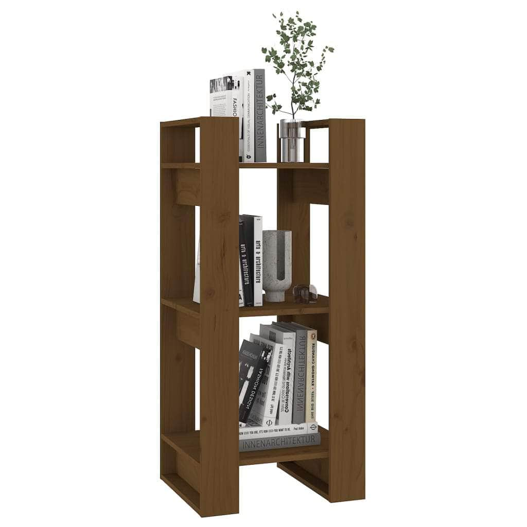 Book Cabinet Room Divider Honey Brown Solid Wood