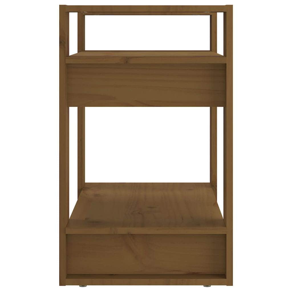 Book Cabinet-Room Divider Honey Brown Solid Wood