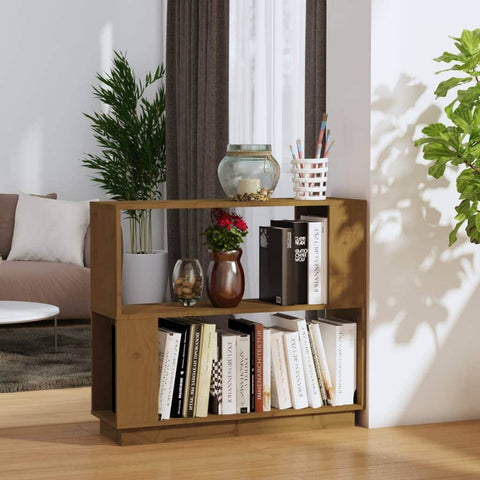 Book Cabinet/Room Divider Honey Brown Solid Wood