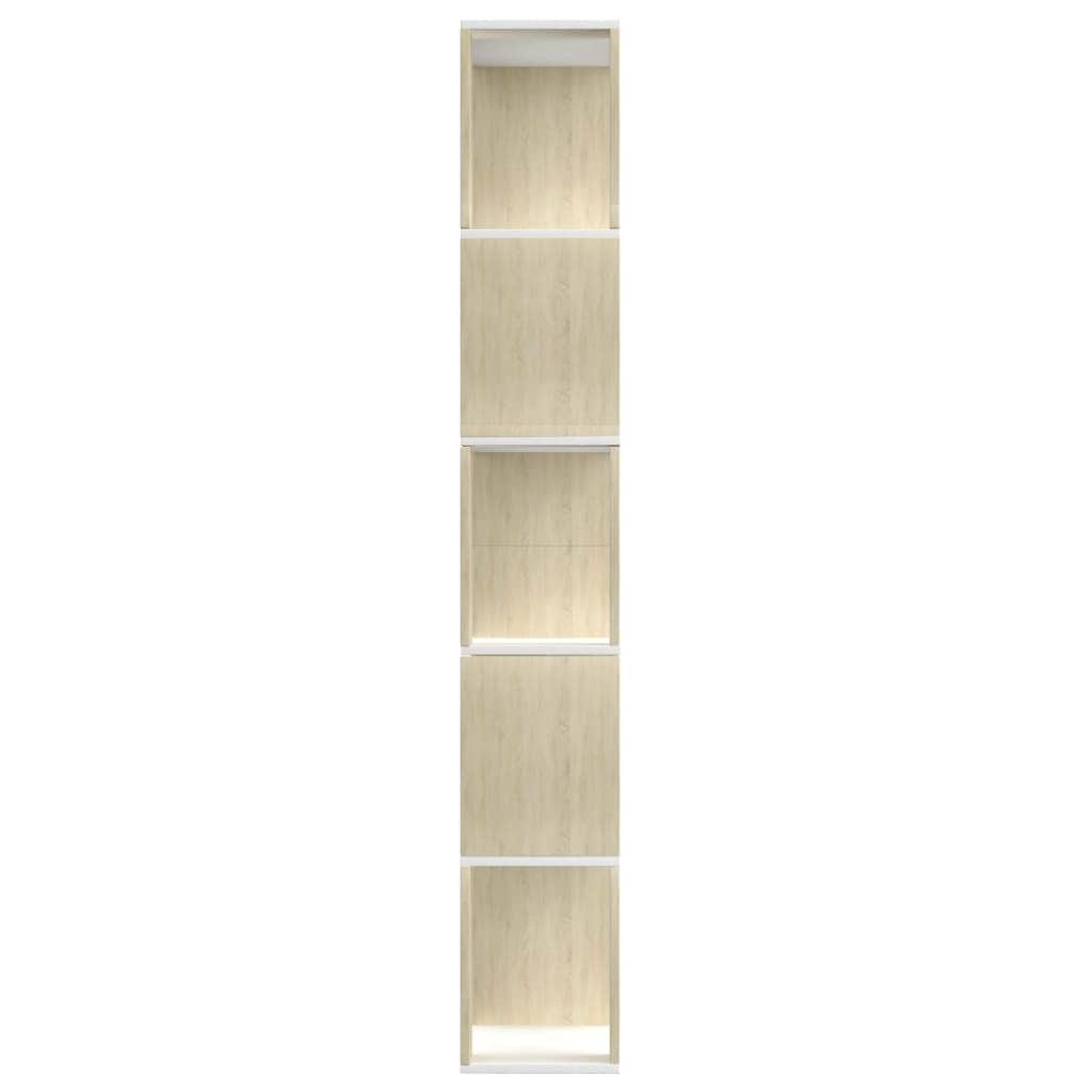 Book Cabinet/Room Divider  White and  Sonoma Oak Chipboard