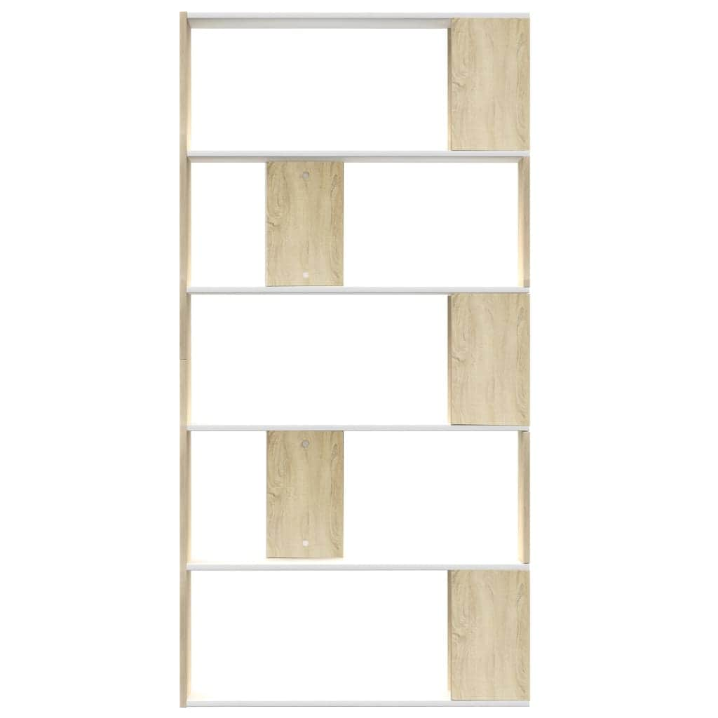 Book Cabinet/Room Divider  White and  Sonoma Oak Chipboard