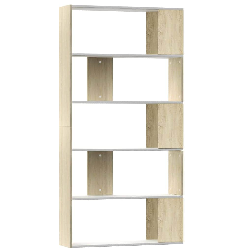 Book Cabinet/Room Divider  White and  Sonoma Oak Chipboard