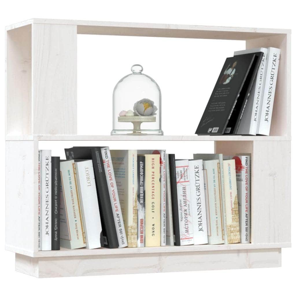 Book Cabinet/Room Divider White Solid Wood Pine